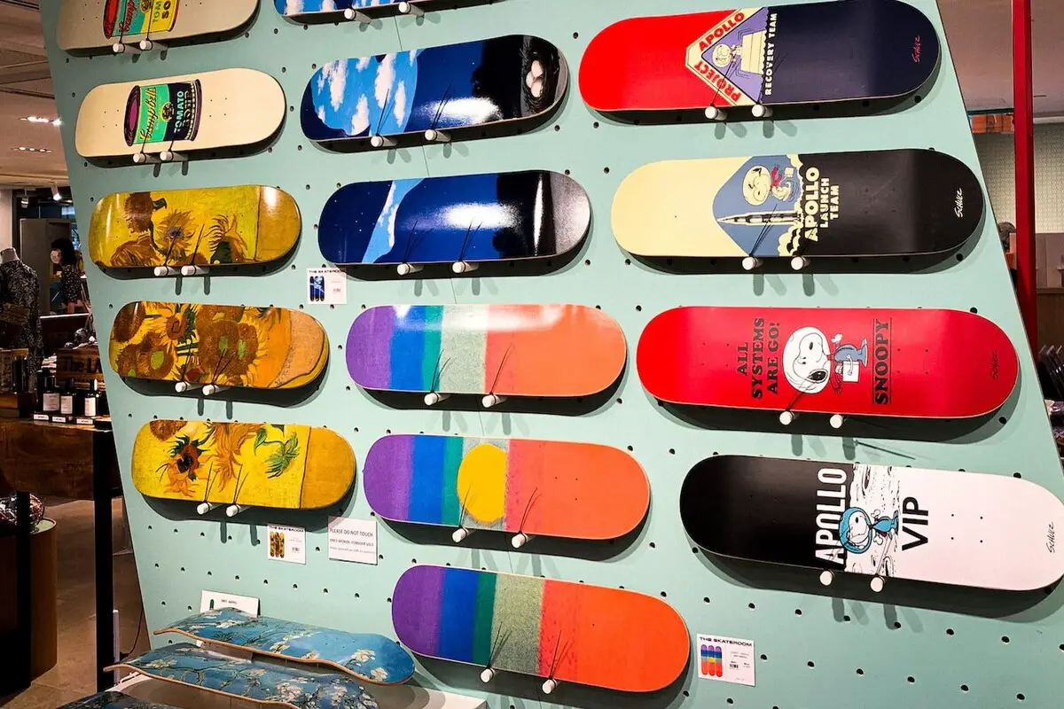 Image of skateboards hanging in a wall. Source: unsplash