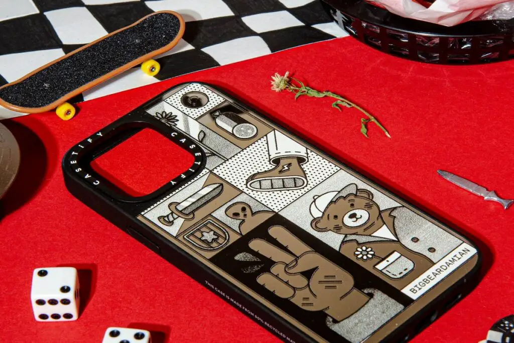 Image of a cool phone case and skateboard ornaments. Source: unsplash