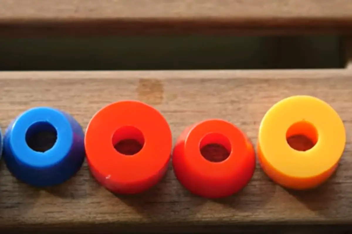 A snapshot of different skateboard bushing. Source: css youtube channel
